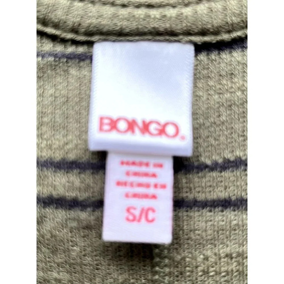 Bongo Super Soft Green Striped Scoop Neck Top S - Picture 4 of 5